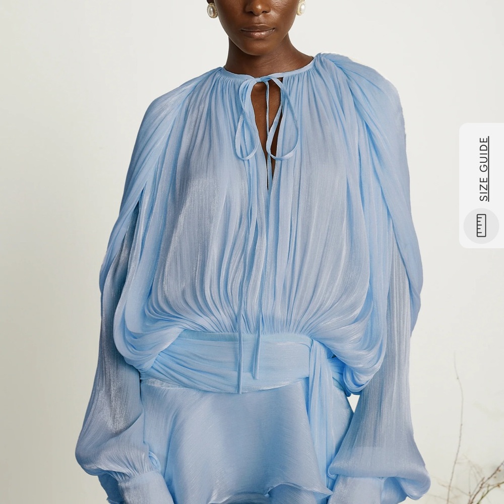 NWT Miss Rosier Eugénie Blue Fully Pleated Ruffled Mini Dress
